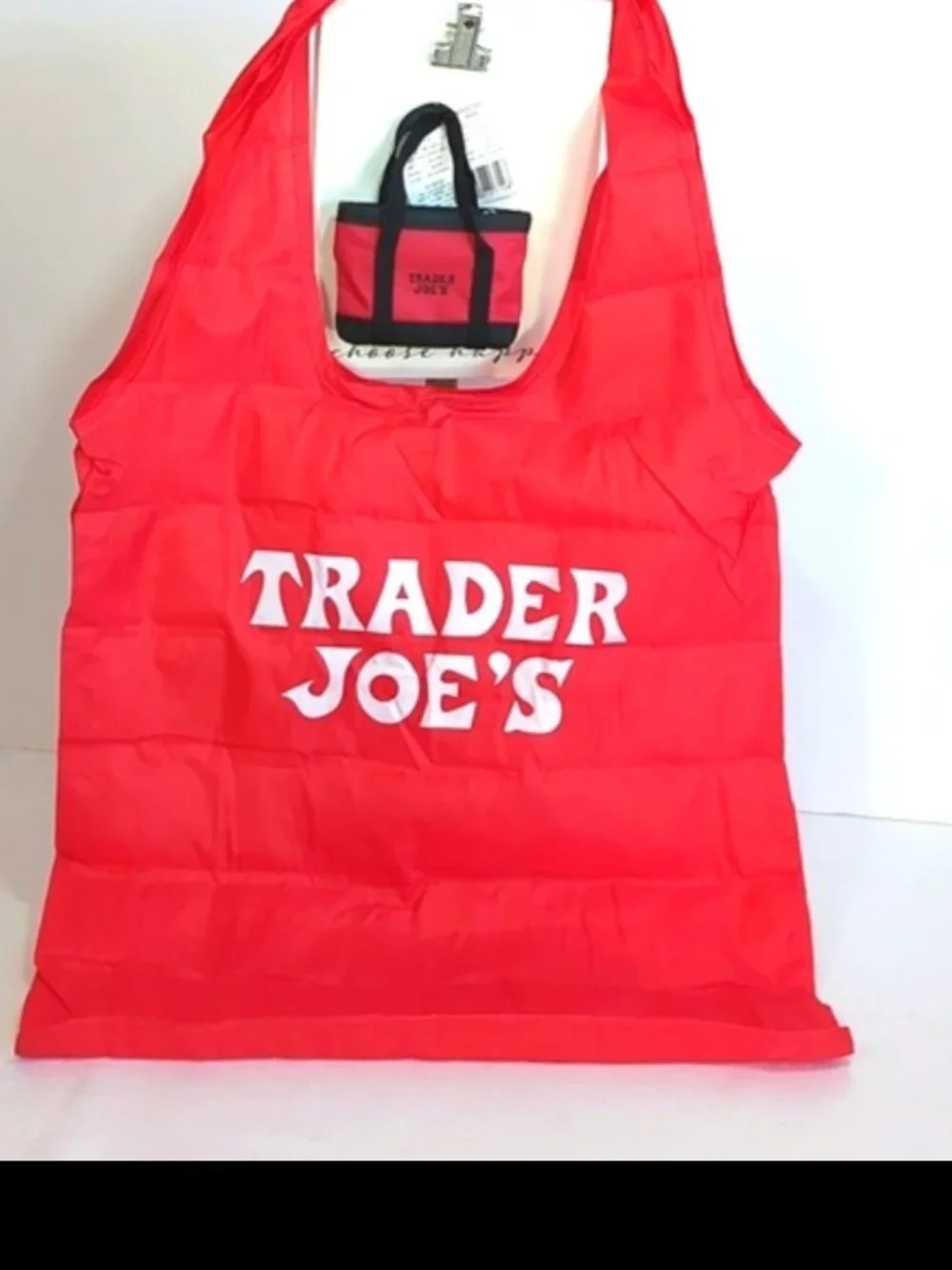 ❤️  Trader Joe’s large Black/Red Insulated Tote & TJ's Zippered Mini Bag